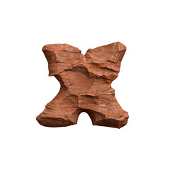 Desert sandstone letter X - Small 3d red rock font - Suitable for Arizona, geology or desert related subjects