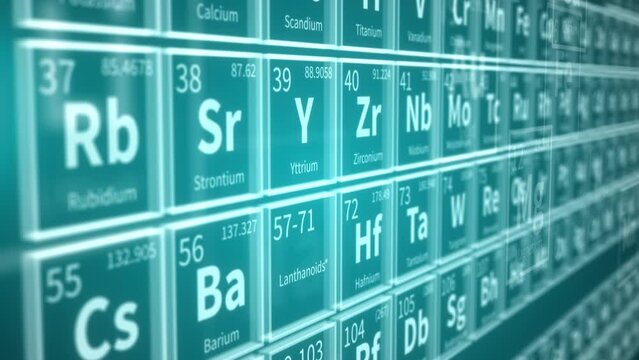 Futuristic abstract background with periodic table of chemical elements. Genetic engineering scientific concept. Healthcare and medicine design. Pharmaceutical manufacturing and industry.