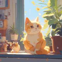 Whimsical Animal Illustration: Playful Depiction of a Cartoon Creature in a Graphic Design