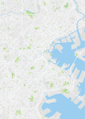 City map Yokohama, color detailed plan, vector illustration