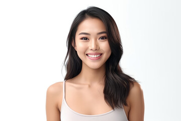 Beautiful Asian woman smiling at the camera, confidently presenting herself with grace and charm. Generative Ai, Ai.