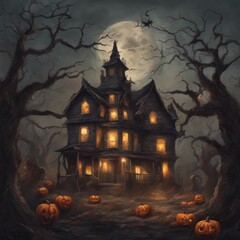 Fototapeta na wymiar Creepy and Spooky Retro Style Halloween Background