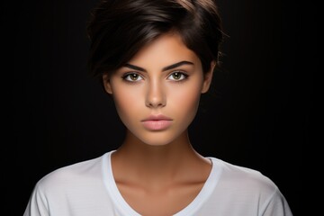 Fototapeta premium Classic Portrait shot of a young pretty woman wearing a white shirt
