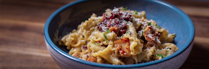 Homemade chicken and mushroom pasta 