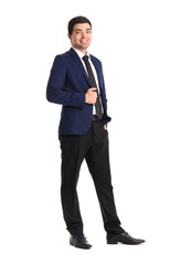 Young businessman on white background