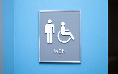 Restroom sign with male and female symbols. Symbolizes gender identity, inclusivity, equality, and social discussions