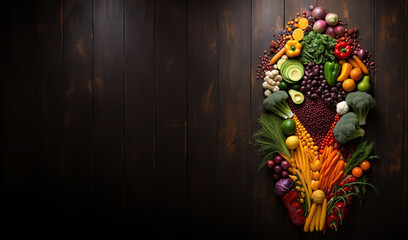 Assortment of fresh fruits and vegetables, encouraging the idea of embracing a healthy and nourishing diet. Thanksgiving 