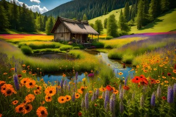 Fototapeta premium landscape in the mountains Generated Ai