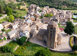 Aerial view of Santa Cruz de la Seros one of most beautiful corners of province of Huesca. Tourism Huesca Magic.