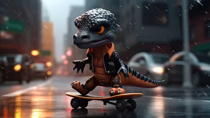  Cute dinosaur riding a skateboard  © stipulatequiz