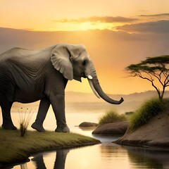 Landscape of an elephant in the forest