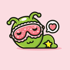 cute alien lazing in sleeping glasses and holding a star
