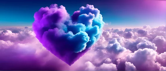 Foto op Canvas Blue and purple abstract heart shaped cloud © Creative mind