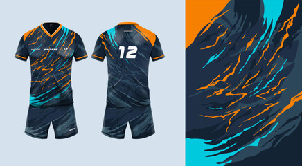 Sport jersey template mockup grunge abstract design for football soccer, racing, gaming, gray, orange color