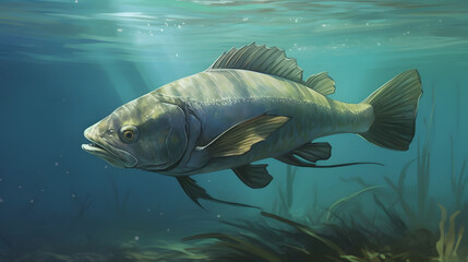 Fototapeta premium カドロンゴ：アフリカ・マラウィ湖のUMA No.003 Kadzaladeh UMA from Lake Malawi in Africa Generative AI