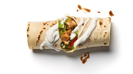 The image of a shawarma wrapper is elegantly placed on a white background.