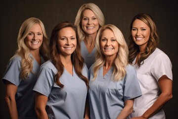 Portrait of a group of medical workers smiling at the camera.