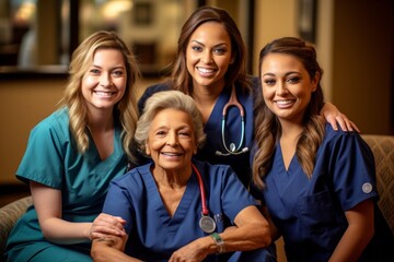 Fototapeta premium Group of nurse and doctor in a hospital. Healthcare and medicine.
