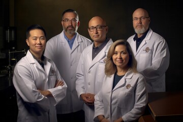 Portrait of a group of doctors standing in a row with their arms crossed