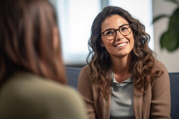 Group portrait photography of a compassionate psychologist listening attentively to a patient's concerns 