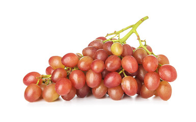 Tasty ripe grapes on white background