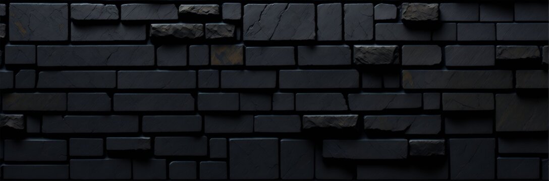 Black brown rusty stone slate tiles texture background. Ai Generated