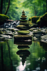 Fototapeta premium Zen Balance Stones in Summer Forest
