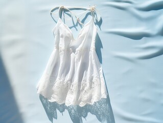 Swimwear cover-up dress in white lace on white