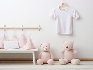 Teddy bear themed girl's pajama set on white