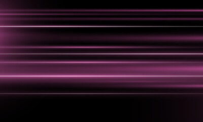The light effect design. Vector blur in the light of radiance. Light and stripes moving fast over dark background. Element of decor. Horizontal rays of light.