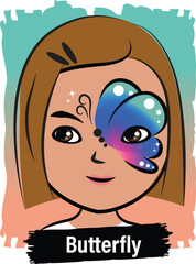 Face-Painting Creative Card Design- Side Butterfly 