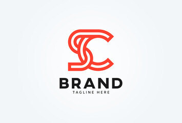 Initial SC or CS logo. monogram logo design combination of letters S and C. Flat Vector Logo Design Template. vector illustration