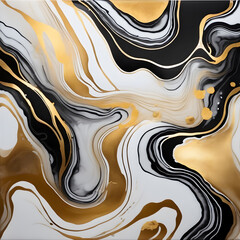 Abstract fluid Gold Black and White illustration 