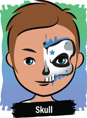 Face-Painting Creative Card Design- Half-Skull