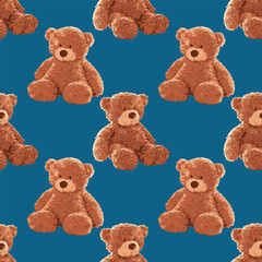 bear pattern on a blue backrounds