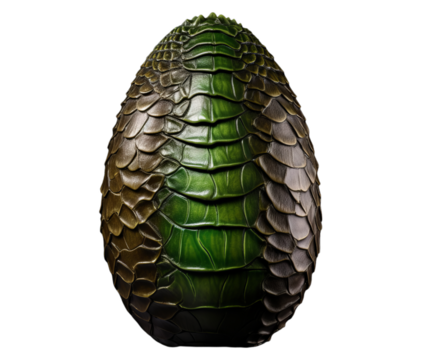 A vibrant green egg with a mesmerizing snake skin pattern