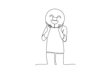 One continuous line drawing of World smile day concept. Doodle vector illustration in simple linear style. 