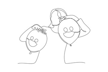 One continuous line drawing of World smile day concept. Doodle vector illustration in simple linear style. 