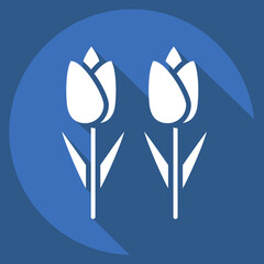 Icon Tulips. related to Environment symbol. long shadow style. simple illustration. conservation. earth. clean