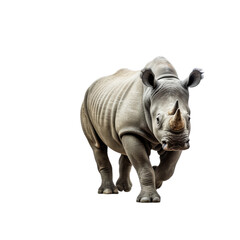 Naklejka premium A majestic white rhinoceros standing proudly against a pure white backdrop