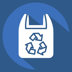 Icon Recycled Plastic Bag. related to Environment symbol. long shadow style. simple illustration. conservation. earth. clean