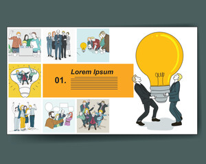Vector outline illustration of a group of business people
