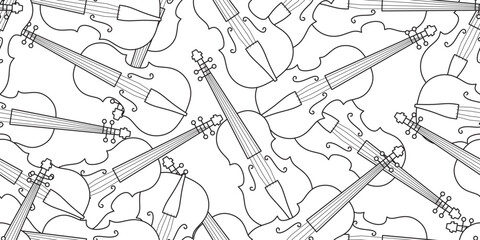 black white pile of violin seamless pattern © Sutana