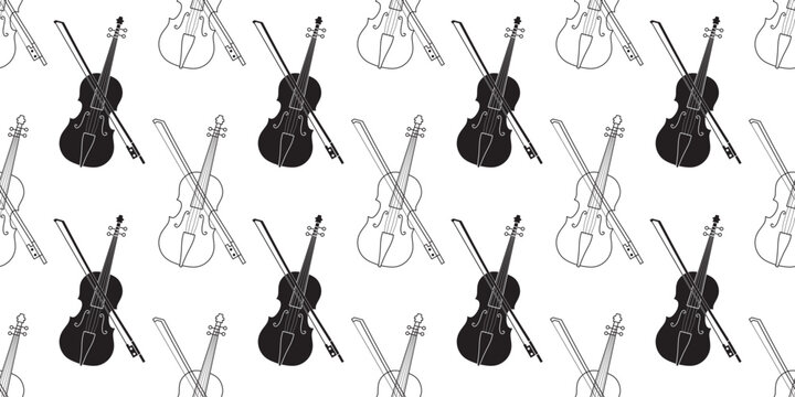 black white violin seamless pattern