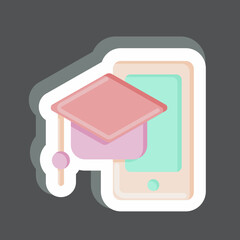 Sticker Mobile Learning. related to Education symbol. simple design editable. simple illustration