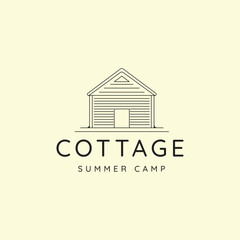 cabin or cottage logo line art simple minimalist vector illustration design
