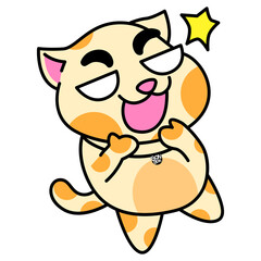 cartoon bonbon the cat mascot stand smile funny cat shock shocked