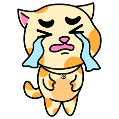cartoon bonbon the cat mascot stand smile funny cry crying sad