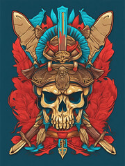 illustration face evil death skull tshirt design