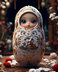 Cute matrioshka doll handmade. Created with generative ai technology - 639084461